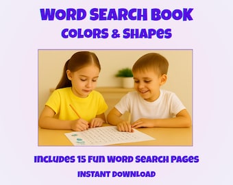 Word Search Book for Kids – Colors & Shapes | 15 Fun Pages | Printable Activity for Ages 4–9