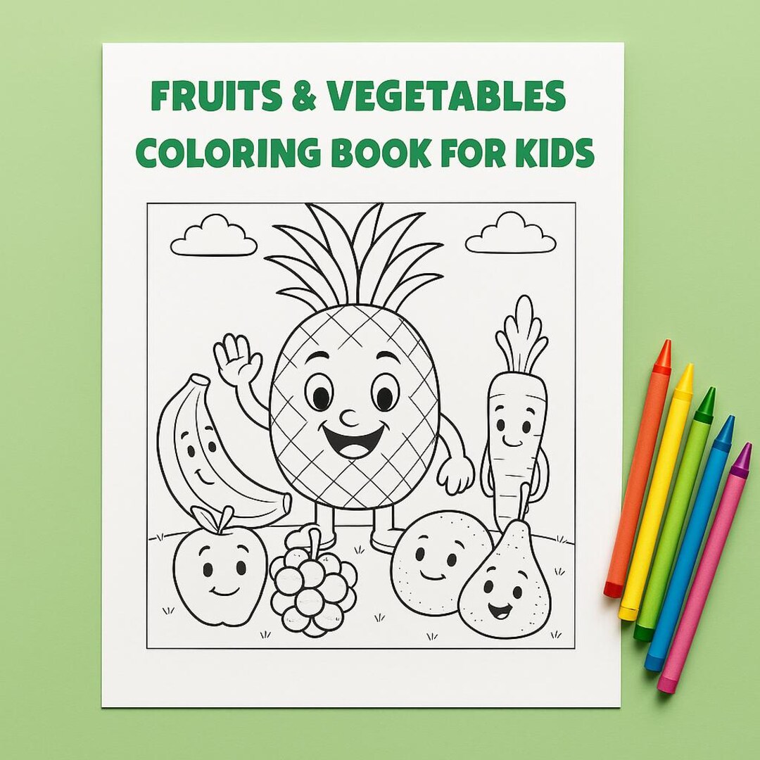 Fruits & Vegetables Coloring Book for Kids – 25 Fun Printable Pages - Etsy