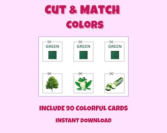 Cut and Match Colors – Printable Matching Game for Kids | Color Recognition Activity | Ages 4–8 | Fun and Educational Flashcards
