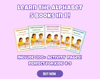 Learn the Alphabet Bundle for Kids – 5 Printable Activity Books – Fun ABC Learning Worksheets – Instant Download PDF