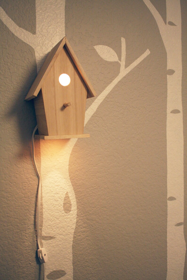 Avery Wall Hanging Birdhouse Lamp Modern Baby Nursery Etsy