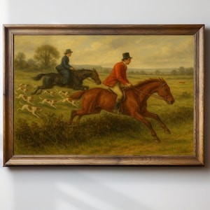 Ladies Fox Hunt | Vintage Fox Hunt | Museum Quality Matte Print | Oil Painting Print