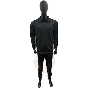 Black Polyester Tracksuit Set – Men&#39;s Athletic Jogger Outfit, Lightweight & Comfortable