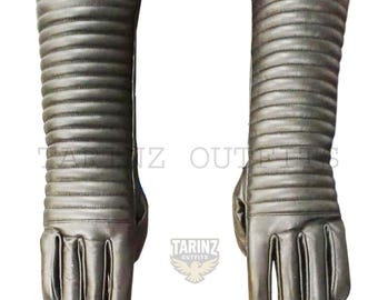 Handmade Leather Darth Vader Gloves – Custom Black Mandalorian Cosplay Costume Gloves