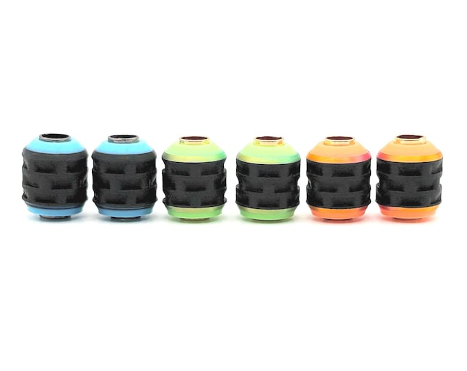 Glow Lanyard Beads | EDC Paracord Bead Kit | Black Barrel Chroma Pack | Glass Fiber | Dynamic EDC Beads