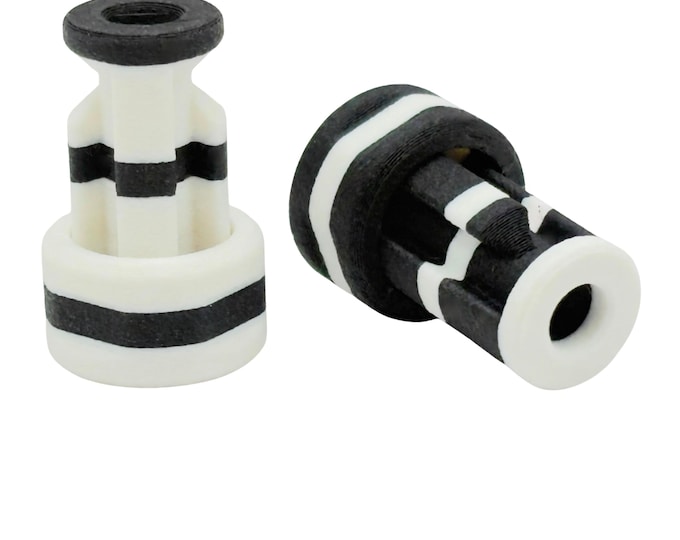The Ratchet–Slotted EDC Lanyard Bead | Glass Fiber Composite | Audible Click Action | Knife Bead | Black & White Pair
