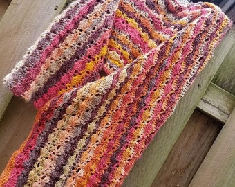 Handmade Autumn Crochet Shawl: Acrylic Yarn Wrap
