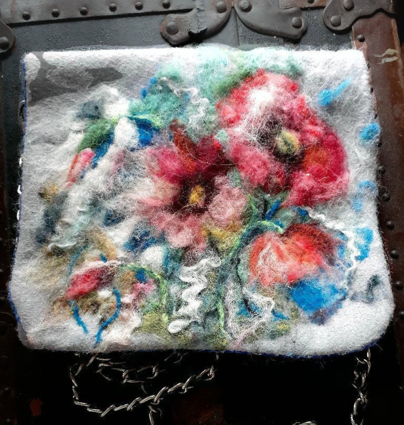 Needle Felted Purse Art Floral Bag Wool Needle Felted Bag Etsy