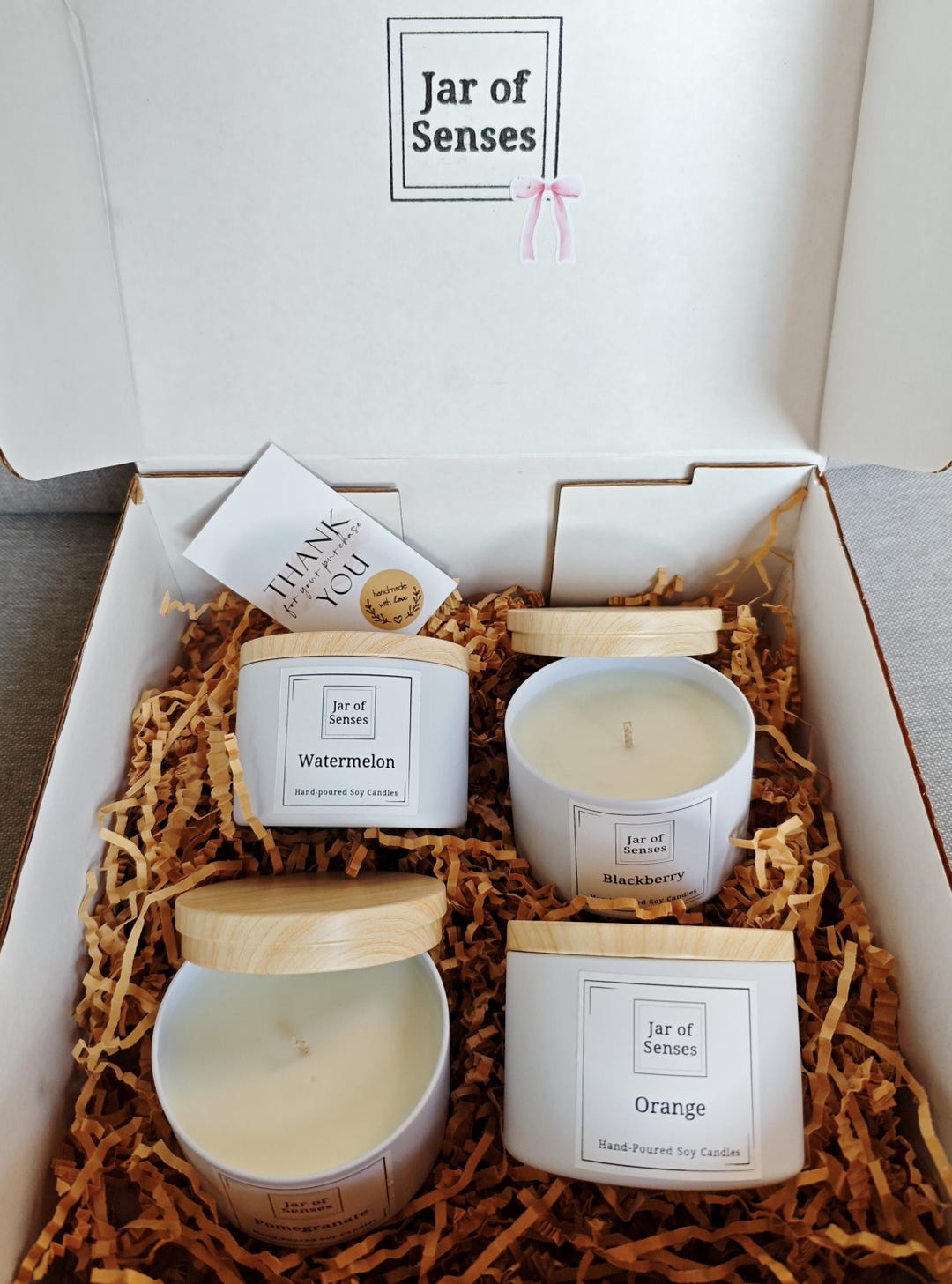 Handmade Soy Candle Gift Box – Set of 4 Fruit Scents (watermelon ...