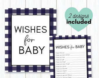 Buffalo Plaid    •  Baby Wish Card & Sign Printable