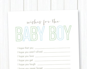 Baby Wish Card Printable • Pink, Simple, Modern, Minimalist Design •  Instant Download  •  Fun and Easy Baby Shower Game