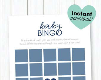 Baby Boy Blue • Baby Bingo • Baby Shower Spiel zum Ausdrucken