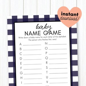 Buffalo Plaid • Baby Name Game • Baby Shower Game Printable - Etsy