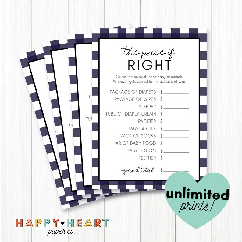 Buffalo Plaid the Price is Right Baby Shower Game Printable - Etsy