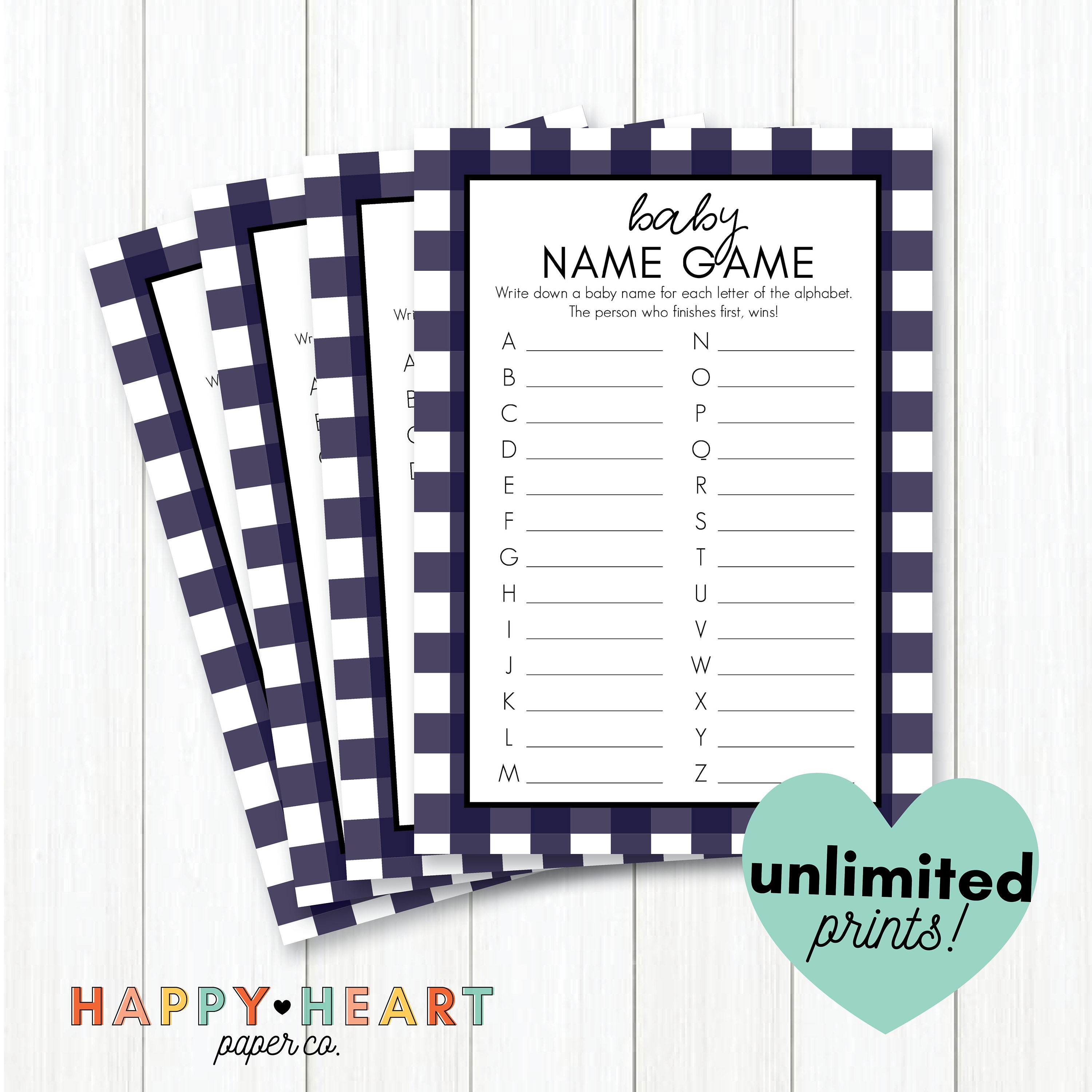 Buffalo Plaid Baby Name Game Baby Shower Game Printable - Etsy