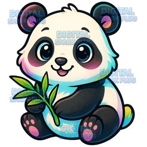 Kawaii Baby Panda Clip Art | Cute Cartoon Animal PNG | 12x12 High-Res Sublimation Graphic | Commercial Use | Digital Download