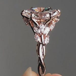 Floral Marquise Cut Moissanite Engagement Ring Vintage 14K Gold Moissanite Diamond Wedding Ring Nature Inspire Ring Promise Ring For Women