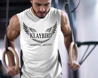 Gespierde tanktop met Klaybird Wings-logo | Avontuurlijke wellness