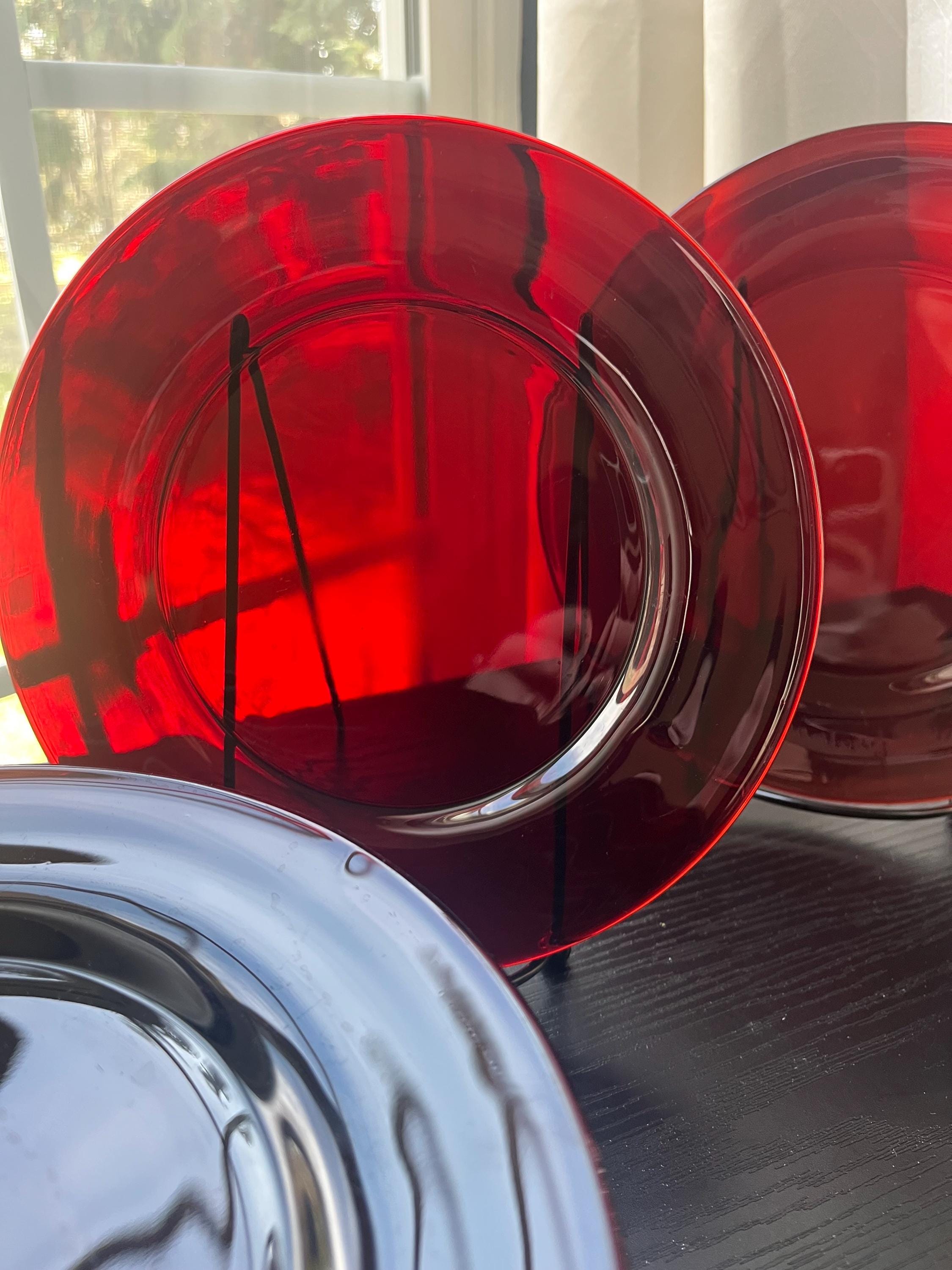 Ruby Plate Ruby Red Glass Plates and Saucers - Etsy