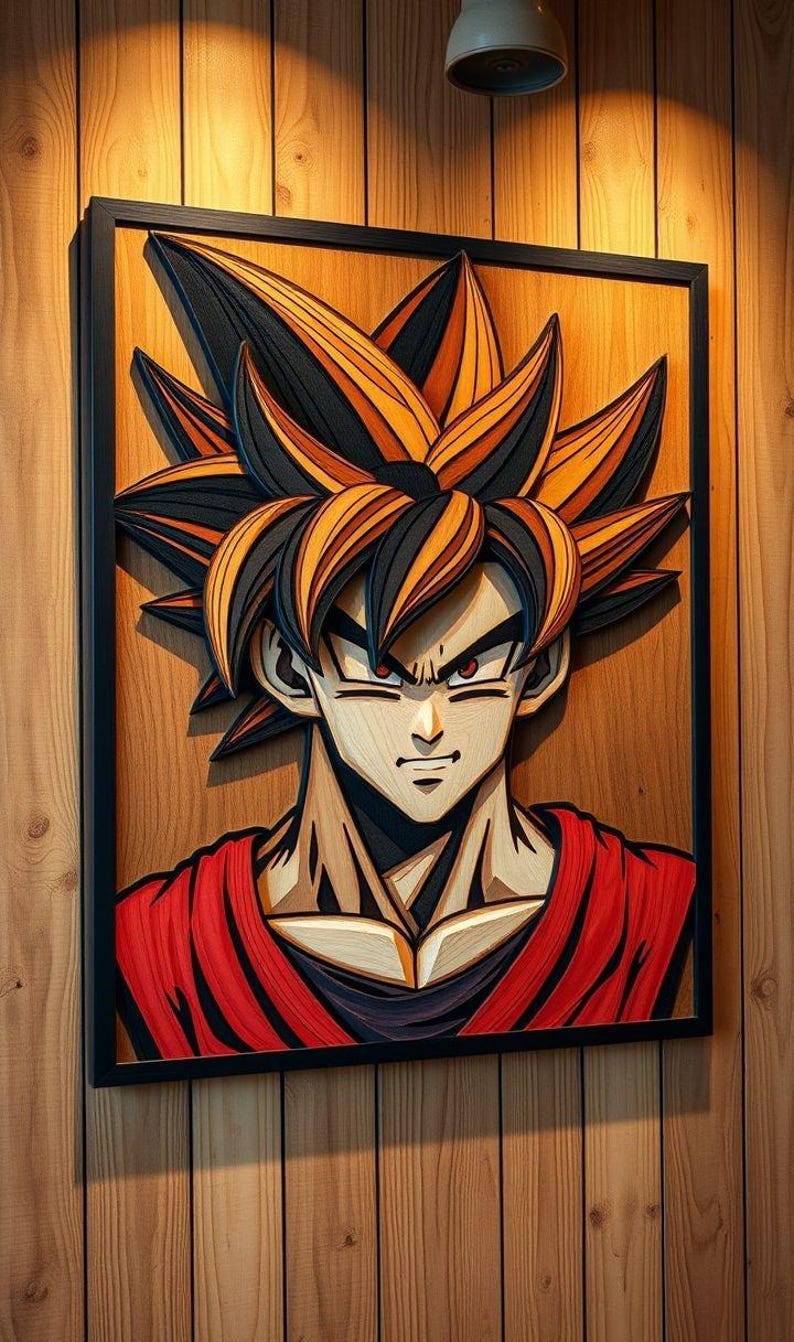 Goku Inspired Multilayer Wood Cnc File – Anime Wall Art SVG DXF Cut ...