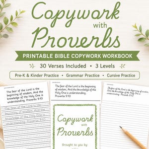 Exercices de copie des Proverbes et étude biblique pour les enfants scolarisés à la maison – Pratique de l'écriture des Écritures