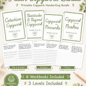 Bible Copywork Bundle for Kids: Psalms, Proverbs, Beatitudes (Digital Download)