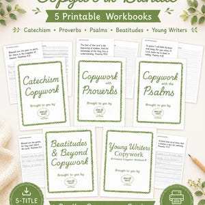 Homeschool Copywork Bundle: Wonder Gallery Scripture & Poetry Handwriting Practice, 5 Packs