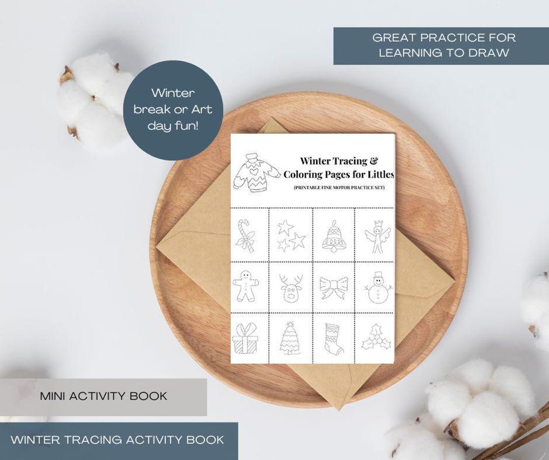 Winter Tracing Coloring Pages | Preschool Fine Motor Skills (PDF) - Etsy