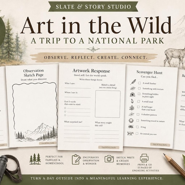 Homeschool National Park Art Activities for Kids – Nature Drawing Prompts, Art in the Wild Series