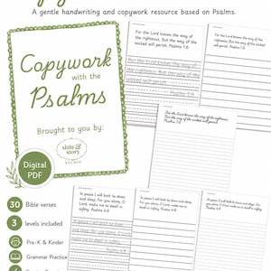 Homeschool Psalms Copywork – Bible Verse Handwriting Practice for Kids, Printable PDF