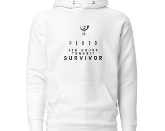 Astrology PLUTO 9th House Transit Survivor Unisex White Hoodie Zodiac