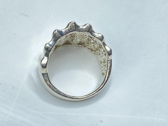 Wide Sterling Silver Statement Ring Sculpted Desi… - image 5
