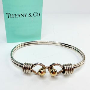 Rare Tiffany & Co Sterling Silver 18k Double Hook Eye Bangle Bracelet JR1308