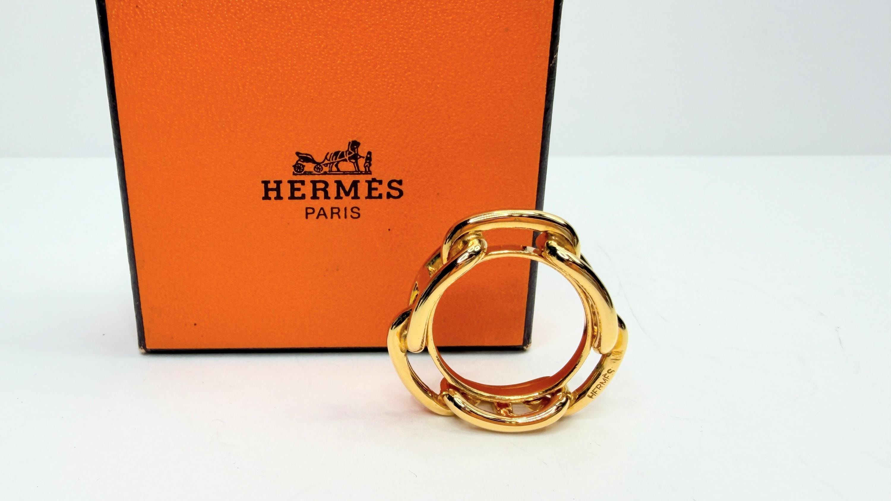 Anneau De Foulard HERMÈS Plaqué Or Chaîne D'ancre - Occasion
