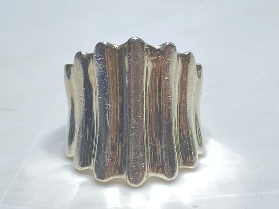 Wide Sterling Silver Statement Ring Sculpted Desi… - image 1