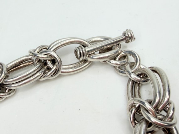 Solid Sterling Silver Multi Link Chain Bracelet H… - image 3