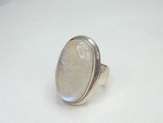 Rainbow Moonstone Sterling Silver Statement Ring … - image 2