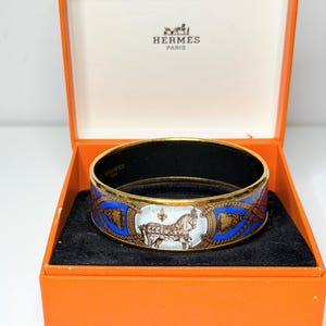 Hermes Enamel GM Cloisonne Indian Gold Blue Multicolor Plated Belt HERMÈS Blue Enamel Fashion Bracelets for sale | eBay main image 4