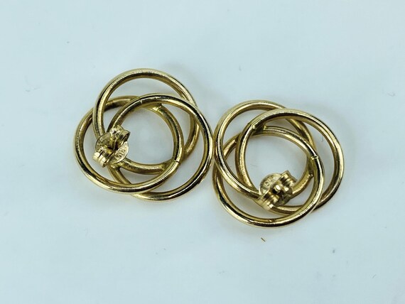 Dimensional 10K yellow gold interlocking circle p… - image 5