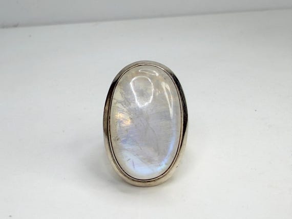 Rainbow Moonstone Sterling Silver Statement Ring … - image 1