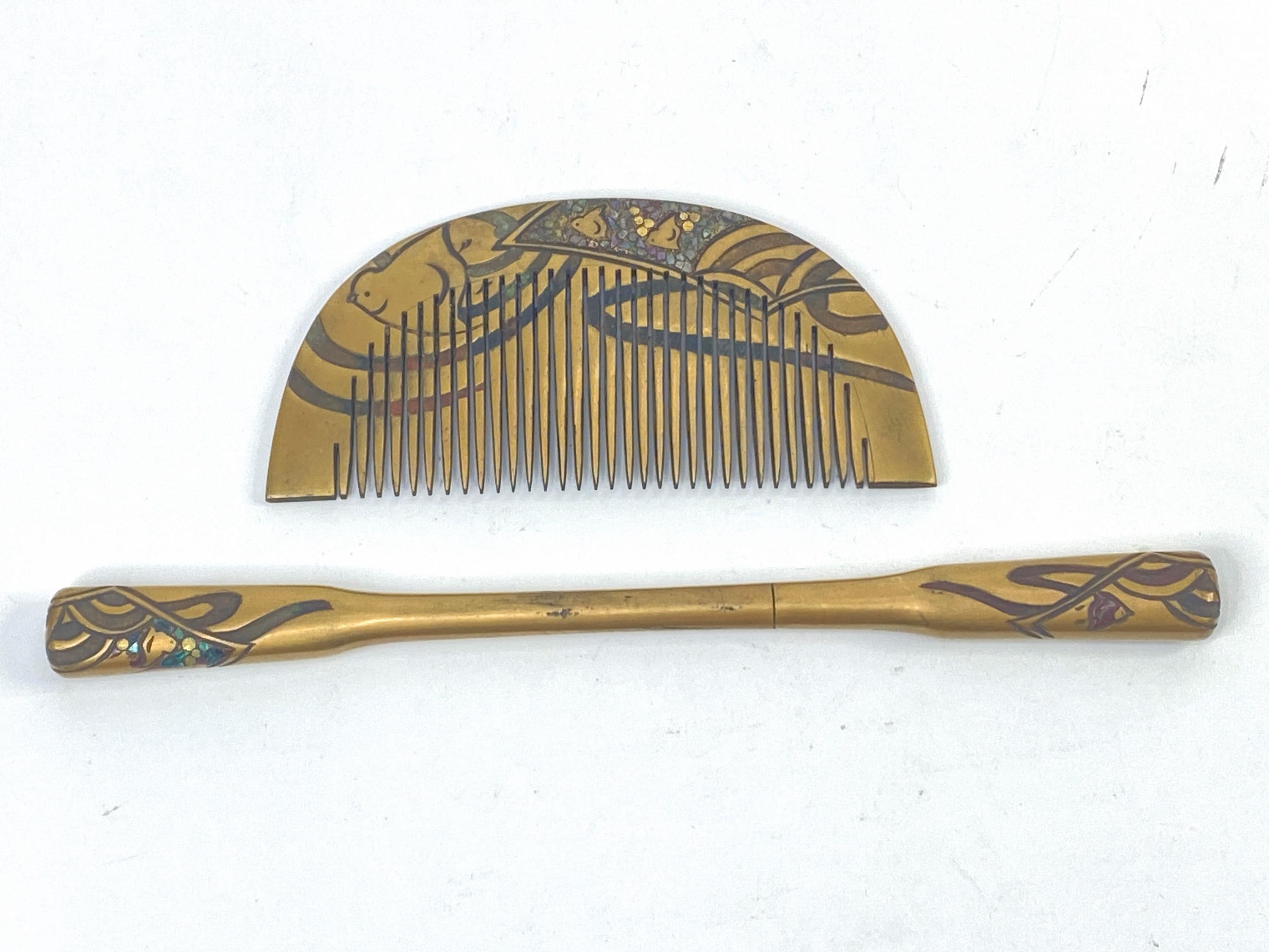 Vintage Japanese Hair Comb Black Lacquer Style Floral  Koshi mid century Vintage Japanese Hair Comb - Etsy main image 3