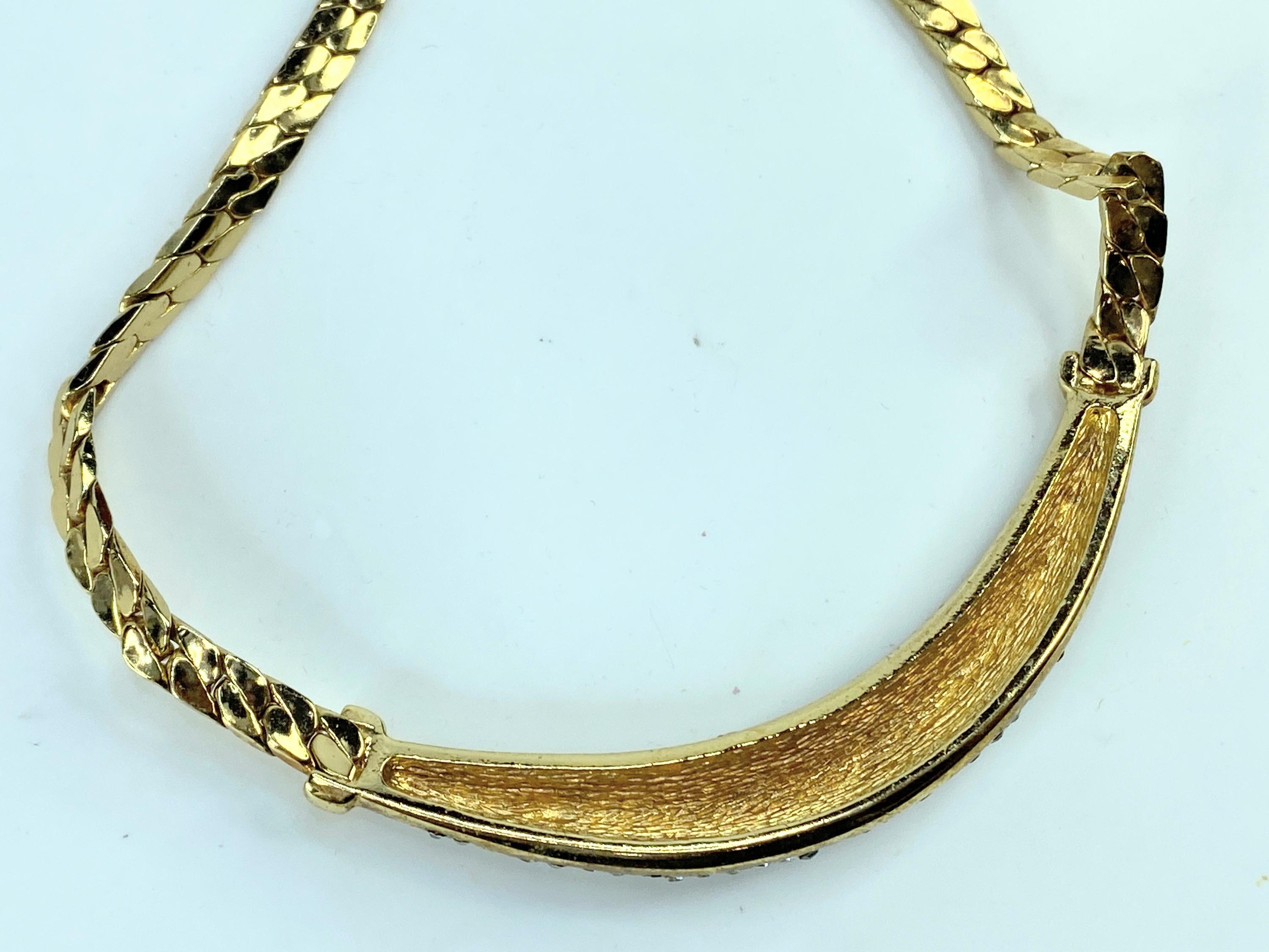 Vintage Christian Dior 980s Whole Sparkling Crystals Crescent