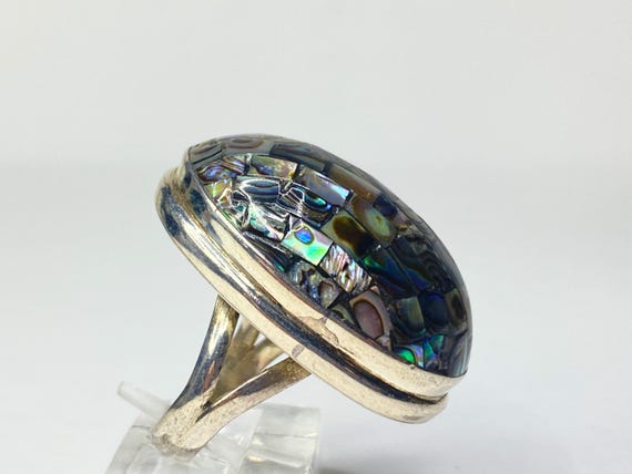 Sterling Silver Domed Abalone Shell Statement Rin… - image 3