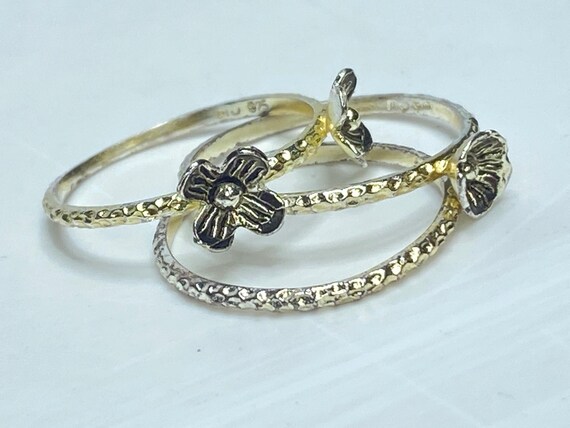Sterling Silver 3-in-1 Stackable Ring Floral Desi… - image 4