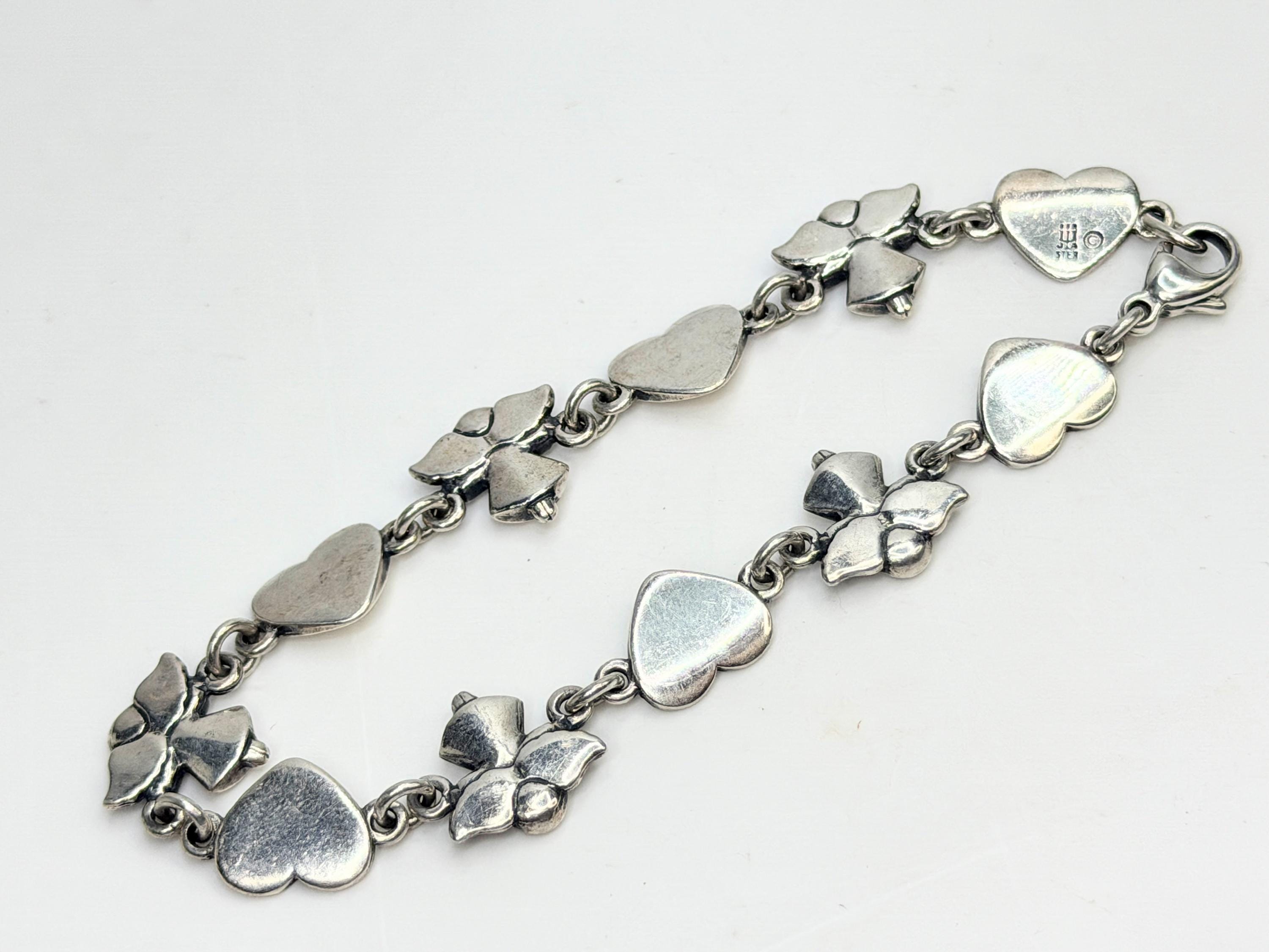 Rare Retired James Avery Sterling 925 Angel & Heart Link Bracelet W/box ...