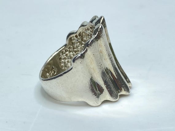 Wide Sterling Silver Statement Ring Sculpted Desi… - image 4