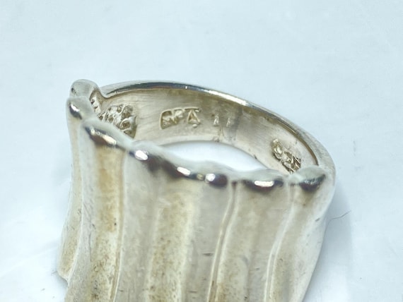 Wide Sterling Silver Statement Ring Sculpted Desi… - image 6