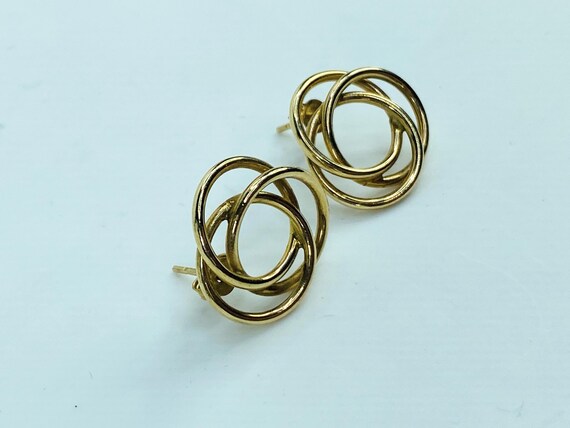 Dimensional 10K yellow gold interlocking circle p… - image 4
