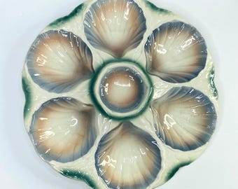 French Digoin & Sarreguemines Majolica Oyster Plate, Circa 1930