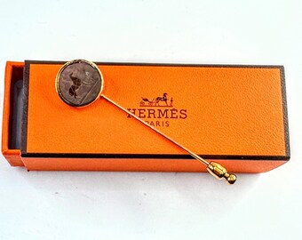 Vintage Hermès Paris Horse Carriage Stick Pin Bijouterie Box GS792